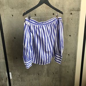 Thomas Mason J Crew Striped Off Shoulder Blouse